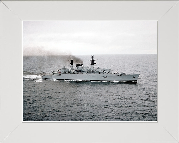 HMS Broadsword (F88) Royal Navy Type 22 Frigate Starboard Beam View Photo Print Wall Art Decor Posters, Prints, & Visual Artwork Hampshire Prints 10 x 8 White Frame No