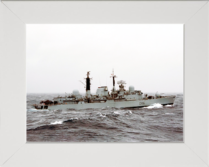 HMS Birmingham (D86) Royal Navy Type 42 Destroyer Underway Port View Photo Print Wall Art Decor Posters, Prints, & Visual Artwork Hampshire Prints 10 x 8 White Frame No