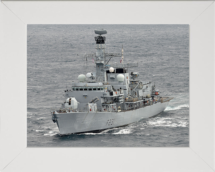HMS Argyll (F231) Photo Print - Caribbean 2014 - Royal Navy Type 23 Frigate Hampshire Prints 10 x 8 White Frame No