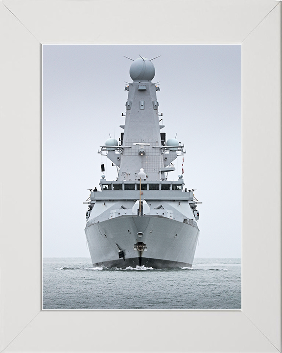 HMS Duncan (D37) Royal Navy Type 45 Destroyer Bow View Photo Print Wall Art Decor Posters, Prints, & Visual Artwork Hampshire Prints 10 x 8 White Frame No