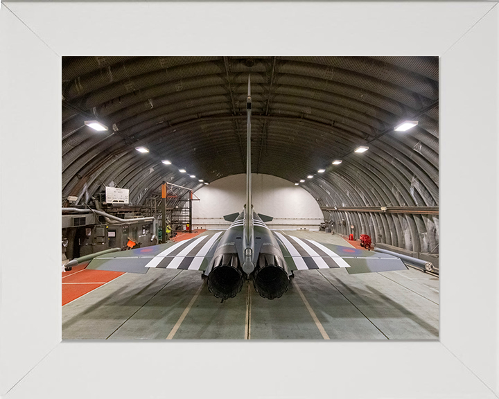 RAF Typhoon in a hanger Photo Print - Royal Air Force Aircraft Hampshire Prints 10 x 8 White Frame No