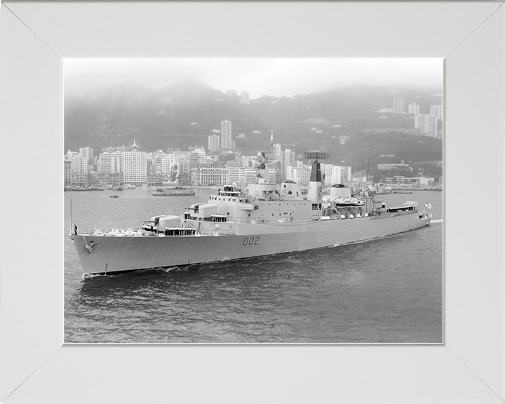 HMS Devonshire (D02) Royal Navy County Class Destroyer Leaving Harbour Photo Print Wall Art Decor Posters, Prints, & Visual Artwork Hampshire Prints 10 x 8 White Frame No