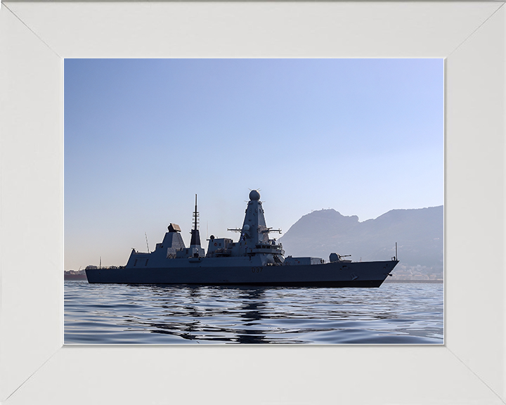 HMS Duncan (D37) Royal Navy Type 45 Destroyer Starboard View Photo Print Wall Art Decor Posters, Prints, & Visual Artwork Hampshire Prints 10 x 8 White Frame No