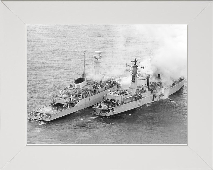 HMS Arrow (F173) alongside HMS Sheffield (D80) Royal Navy Falklands Warship Photo Print Wall Art Decor Posters, Prints, & Visual Artwork Hampshire Prints 10 x 8 White Frame No