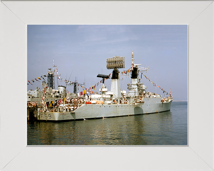HMS Chichester (F59) Royal Navy Salisbury Class Frigate Dress Ship Photo Print Wall Art Decor Posters, Prints, & Visual Artwork Hampshire Prints 10 x 8 White Frame No