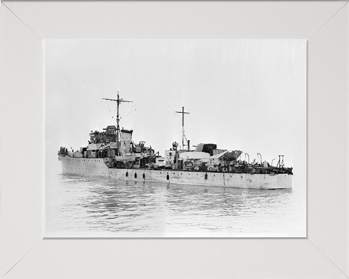 HMS Albrighton (L12) Royal Navy Hunt Class Destroyer Port Side View Photo Print Wall Art Naval Decor Posters, Prints, & Visual Artwork Hampshire Prints 10 x 8 White Frame No