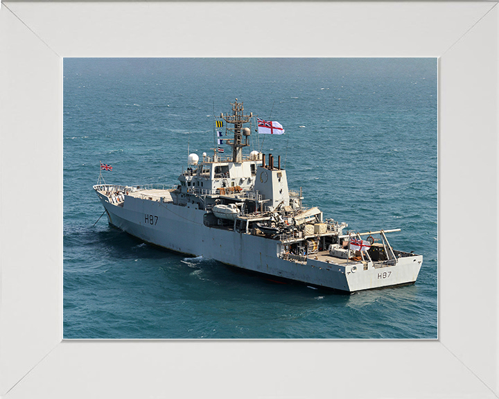 HMS Echo (H87) Royal Navy Echo Class Survey Vessel Sat At Anchor Photo Print Wall Art Decor Posters, Prints, & Visual Artwork Hampshire Prints 10 x 8 White Frame No