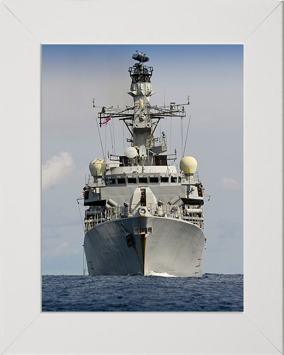 HMS Lancaster (F229) Photo Print - Low Bow View - Royal Navy Type 23 Frigate Hampshire Prints 10 x 8 White Frame No