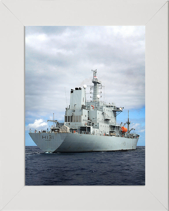 HMS Scott (H131) Photo Print - At Sea 2007 - Royal Navy Ocean Survey Vessel Hampshire Prints 10 x 8 White Frame No