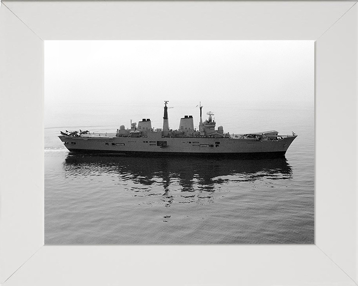 HMS Invincible (R05) Photo Print - At Sea 1990 - Royal Navy Invincible Class Aircraft Carrier Hampshire Prints 10 x 8 White Frame No