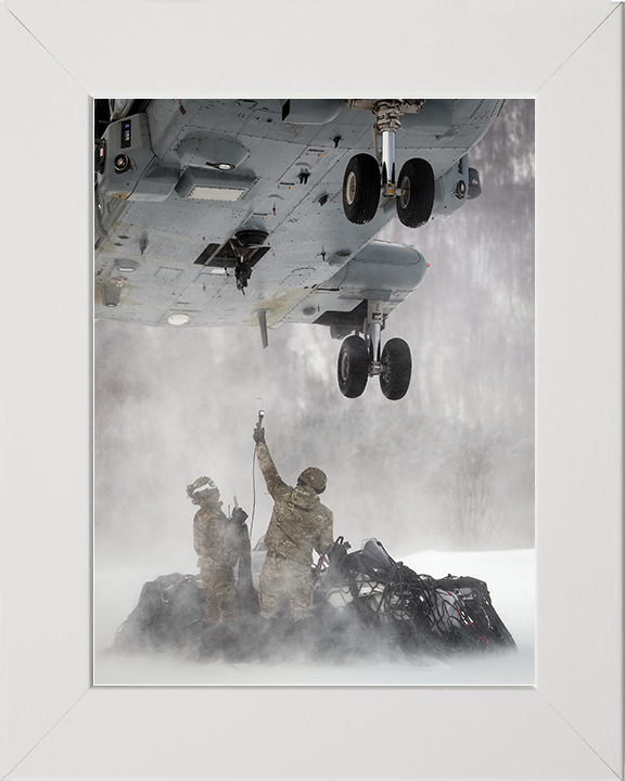 Royal Marine Commandos Attach an Underslung Load Photo Print 45 Commando Marines Wall Art Military Decor Posters, Prints, & Visual Artwork Hampshire Prints 10 x 8 White Frame No