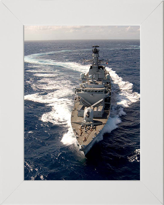 HMS Richmond (F239) Photo Print - Bow View 2004 - Royal Navy Type 23 Frigate Hampshire Prints 10 x 8 White Frame No