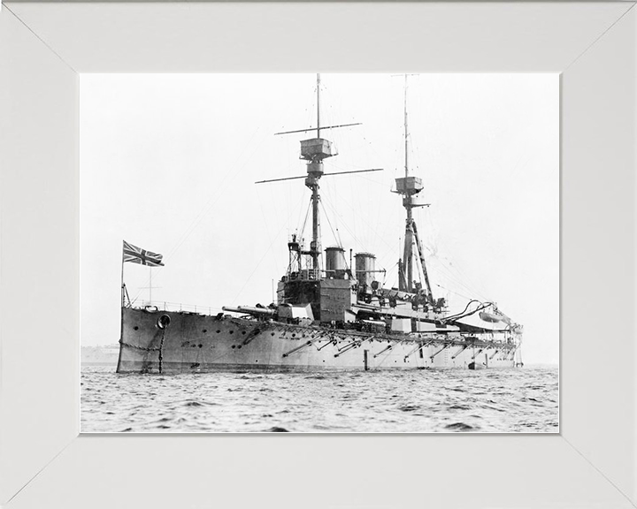 HMS Agamemnon (1906) Royal Navy Lord Nelson Class Battleship Photo Print Port Bow View Warship Wall Art Posters, Prints, & Visual Artwork Hampshire Prints 10 x 8 White Frame No