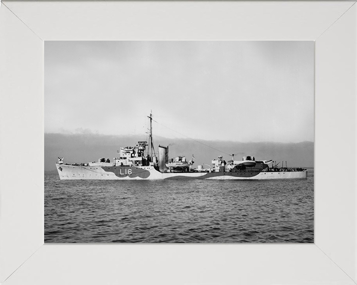 HMS Stevenstone (L16) Photo Print - Port Side 1947 - Royal Navy Hunt Class Destroyer Posters, Prints, & Visual Artwork Hampshire Prints 10 x 8 White Frame No