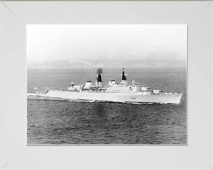 HMS Antrim (D18) Royal Navy County Class Destroyer Underway Photo Print Wall Art Decor Posters, Prints, & Visual Artwork Hampshire Prints 10 x 8 White Frame No