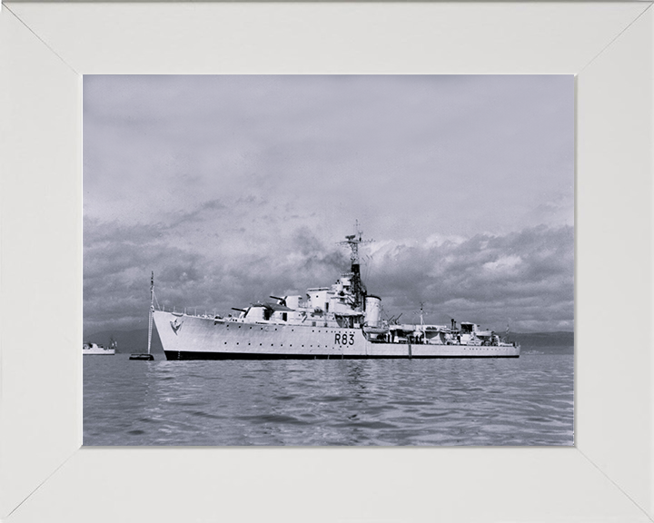 HMS Ulster (R83) - At a Buoy 1946 - Royal Navy U Type Destroyer Photo Print Wall Art Naval Decor UK Posters, Prints, & Visual Artwork Hampshire Prints 10 x 8 White Frame No