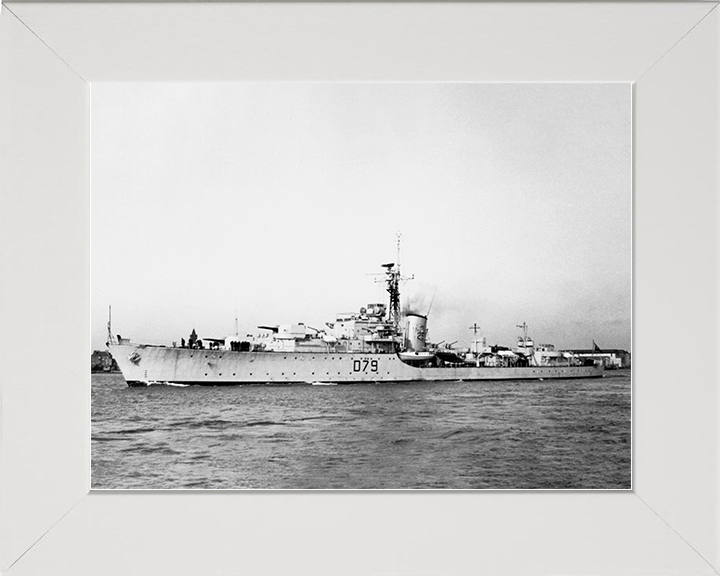 HMS Cadiz (D79) Royal Navy Battle Class Destroyer Port Side View Photo Print Wall Art Decor Posters, Prints, & Visual Artwork Hampshire Prints 10 x 8 White Frame No