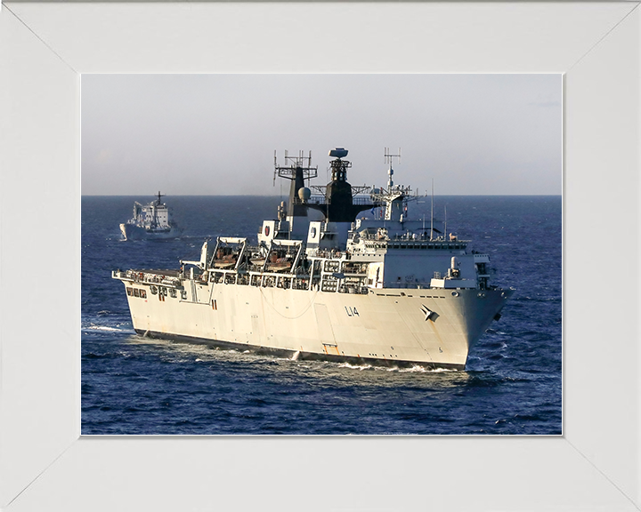 HMS Albion (L14) Royal Navy Albion Class Amphibious Ship Starboard Bow View Photo Print Wall Art Naval Decor Posters, Prints, & Visual Artwork Hampshire Prints 10 x 8 White Frame No