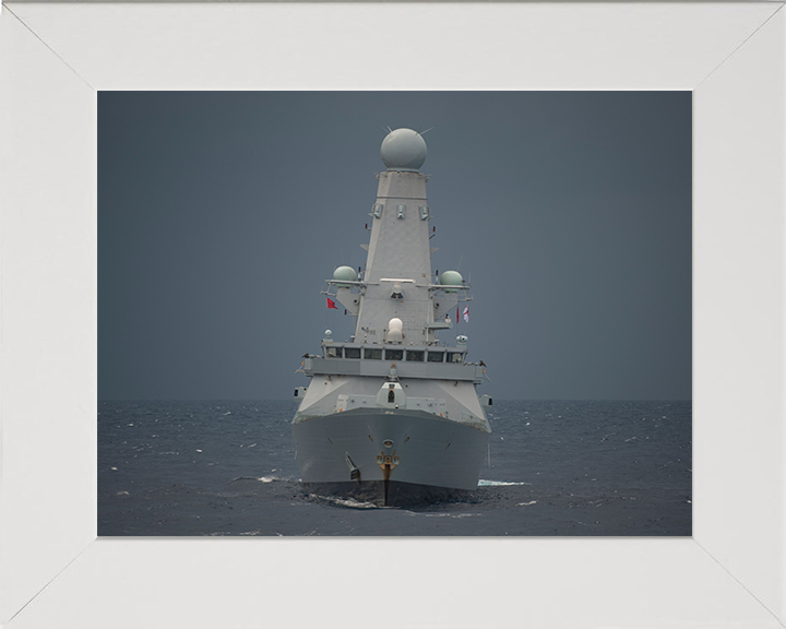 HMS Dauntless (D33) Photo Print - Bow View 2012 - Royal Navy Type 45 Destroyer Hampshire Prints 10 x 8 White Frame No