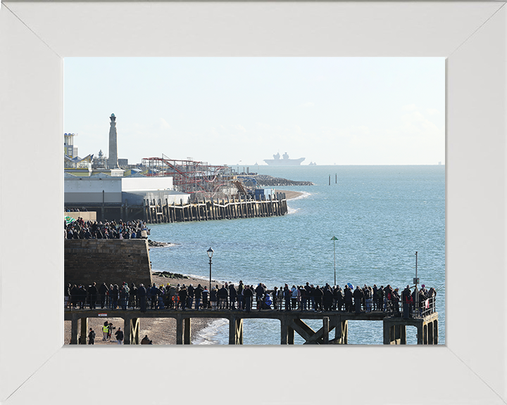 HMS Prince of Wales (R09) Photo Print - Southsea 2025 - Royal Navy Queen Elizabeth Class Aircraft Carrier Posters, Prints, & Visual Artwork Hampshire Prints 10 x 8 White Frame No