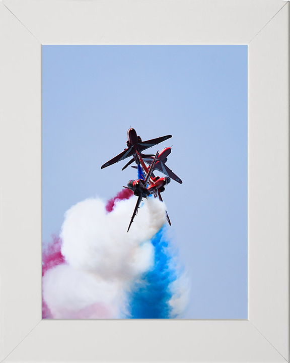 RAF Red Arrows Breaking Formation Photo Print - Royal Air Force Aircraft Hampshire Prints 10 x 8 White Frame No