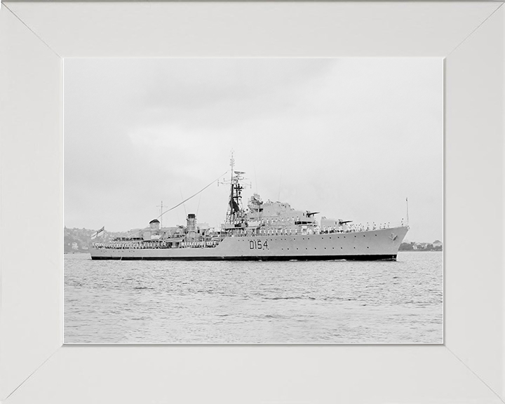 HMS Duchess (D154) Royal Navy Daring Class Destroyer Paying Off Photo Print Wall Art Decor Posters, Prints, & Visual Artwork Hampshire Prints 10 x 8 White Frame No