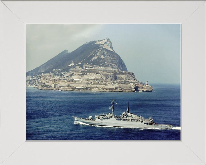 HMS Arrow (F173) Royal Navy Type 21 Frigate Off Gibraltar Photo Print Wall Art Decor Posters, Prints, & Visual Artwork Hampshire Prints 10 x 8 White Frame No