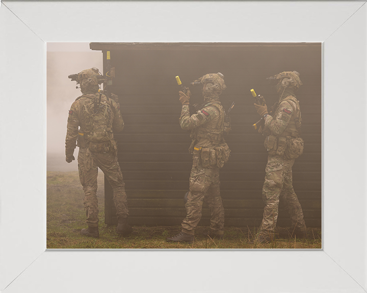 Royal Marines Commandos Through the Mist 2026 Photo Print 42 Commando Wall Art Military Decor Posters, Prints, & Visual Artwork Hampshire Prints 10 x 8 White Frame No