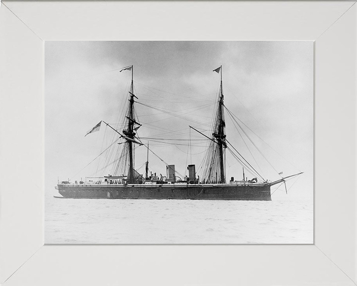 HMS Temeraire (1876) Photo Print - Paying Off 1891 - Royal Navy Ironclad Battleship Hampshire Prints 10 x 8 White Frame No