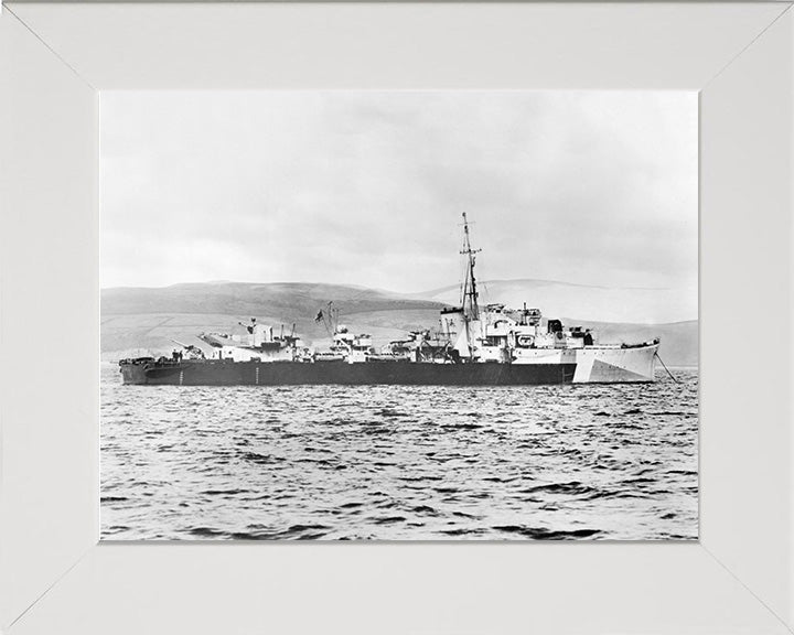 HMS Obedient (G48) Photo Print - Starboard View - Royal Navy O Class Destroyer Hampshire Prints 10 x 8 White Frame No