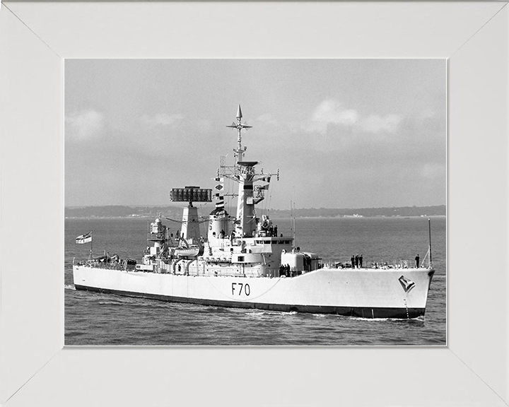 HMS Apollo (F70) Royal Navy Leander Class Frigate Starboard Bow View Photo Print Wall Art Decor Posters, Prints, & Visual Artwork Hampshire Prints 10 x 8 White Frame No