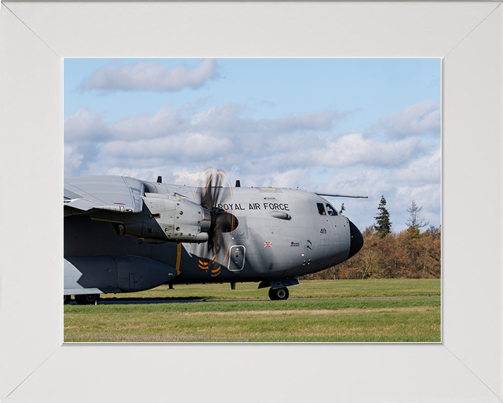 RAF Atlas A400M Lands At RAF Wittering Photo Print Royal Air Force Wall Art Aviation Decor Posters, Prints, & Visual Artwork Hampshire Prints 10 x 8 White Frame No