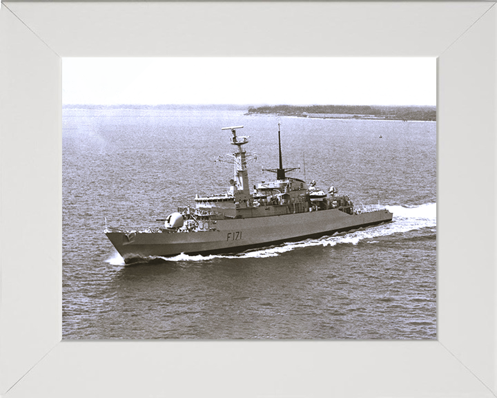 HMS Active (F171) Photo Print - Port Side View - Royal Navy Type 21 Frigate Posters, Prints, & Visual Artwork Hampshire Prints 10 x 8 White Frame No