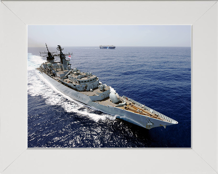 HMS Chatham (F87) Royal Navy Type 22 Frigate From Above Photo Print Wall Art Decor Posters, Prints, & Visual Artwork Hampshire Prints 10 x 8 White Frame No