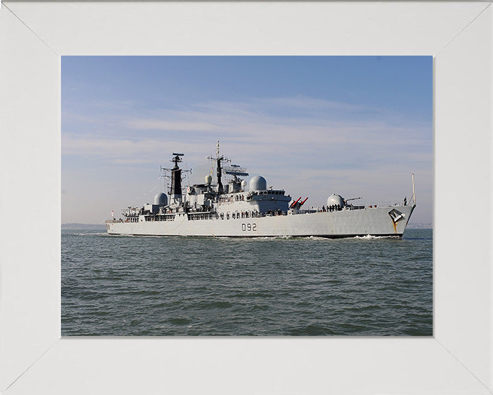 HMS Liverpool (D92) Photo Print - Entering Portsmouth - Royal Navy Type 42 Destroyer Hampshire Prints 10 x 8 White Frame No