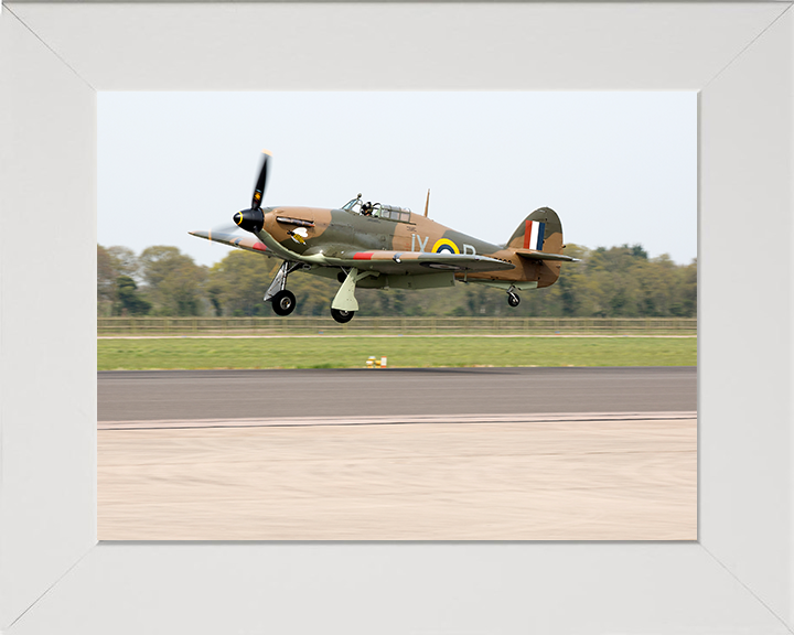 RAF Hurrincane LF363 Landing Photo Print - Royal Air Force Aircraft Hampshire Prints 10 x 8 White Frame No