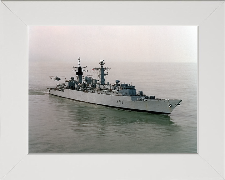 HMS Beaver (F93) Royal Navy Type 22 Frigate With Lynx Helicopter Photo Print Wall Art Decor Posters, Prints, & Visual Artwork Hampshire Prints 10 x 8 White Frame No