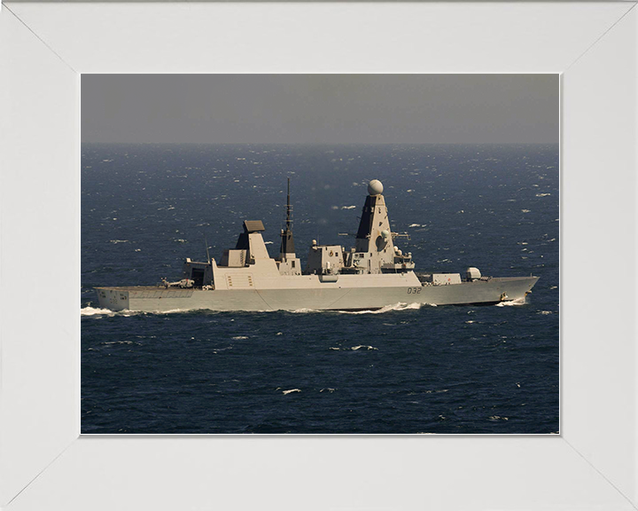 HMS Daring (D32) Royal Navy Type 45 Destroyer At Sea Starboard View Photo Print Wall Art Decor Posters, Prints, & Visual Artwork Hampshire Prints 10 x 8 White Frame No