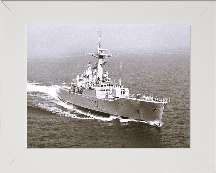 HMS Lowestoft (F103) - Underway 1970 - Royal Navy Rothesay Class Frigate Photo Print Wall Art Naval Decor UK Posters, Prints, & Visual Artwork Hampshire Prints 10 x 8 White Frame No