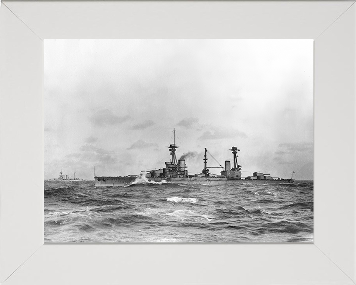 HMS Agincourt (1913) Photo Print - Port Side View - Royal Navy Dreadnought Battleship Hampshire Prints 10 x 8 White Frame No