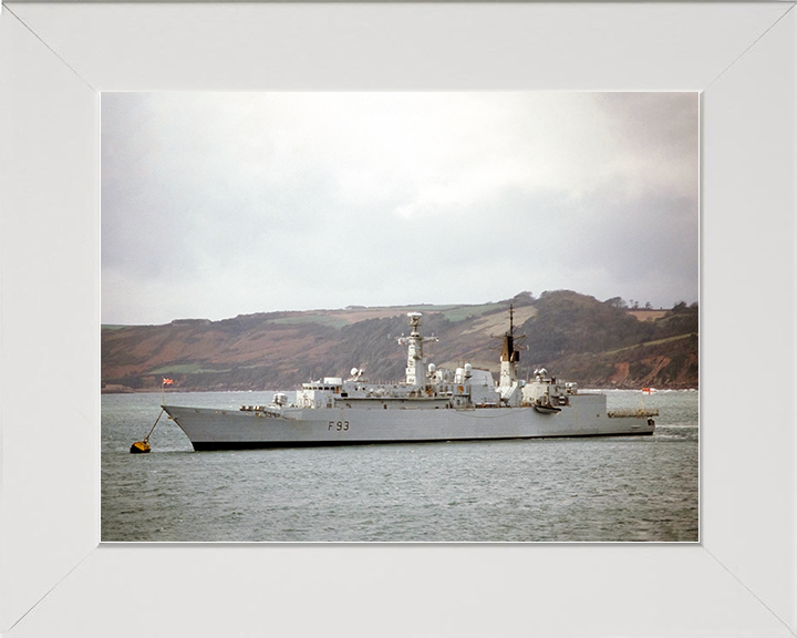 HMS Beaver (F93) Royal Navy Type 22 Frigate At A Buoy Photo Print Wall Art Decor Posters, Prints, & Visual Artwork Hampshire Prints 10 x 8 White Frame No