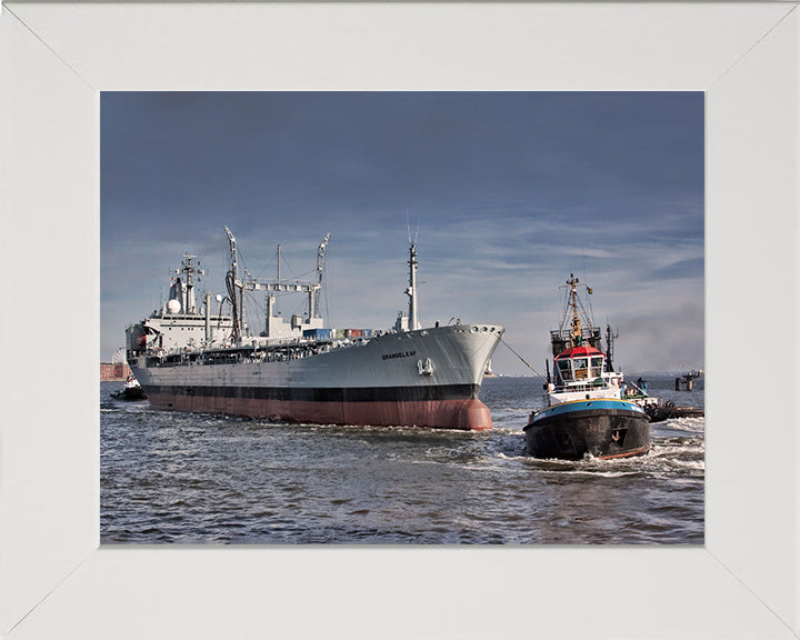 RFA Orangeleaf (A110) Photo Print - With Tug - Royal Fleet Auxiliary Leaf Class Tanker Hampshire Prints 10 x 8 White Frame No