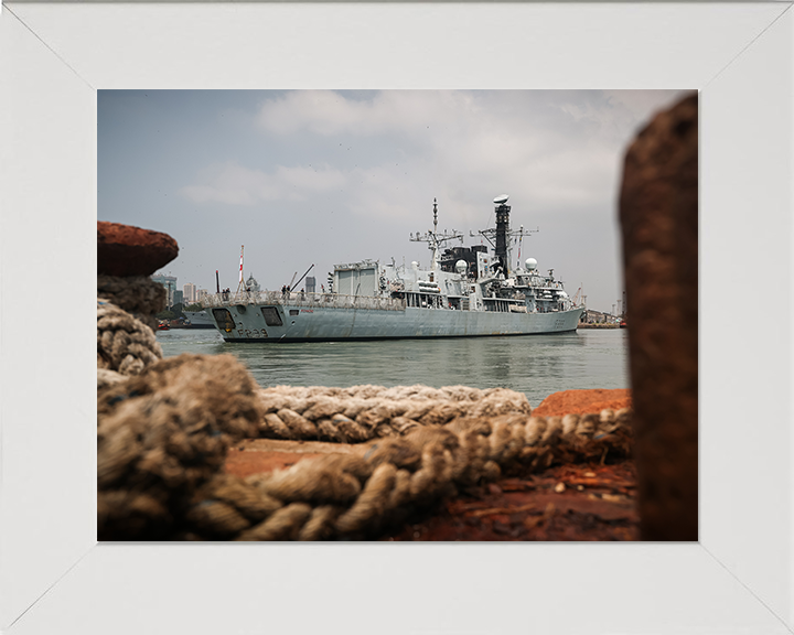 HMS Richmond (F239) Photo Print - Entering Mumbai 2025 - Royal Navy Type 23 Frigate Posters, Prints, & Visual Artwork Hampshire Prints 10 x 8 White Frame No