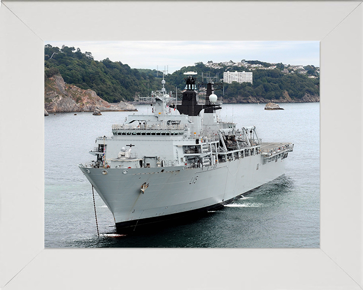 HMS Bulwark (L15) Photo Print - At Anchor 2007 - Royal Navy Albion Class Amphibious Ship Posters, Prints, & Visual Artwork Hampshire Prints 10 x 8 White Frame No