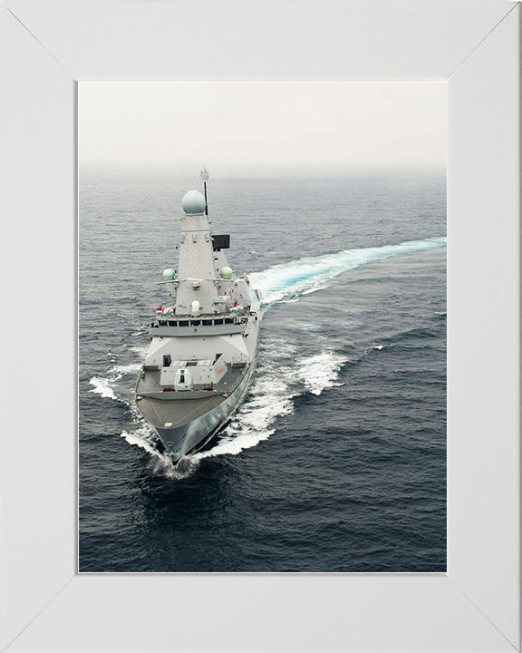 HMS Dauntless (D33) Royal Navy Type 45 Destroyer Turns To Port Portrait Photo Print Wall Art Decor Posters, Prints, & Visual Artwork Hampshire Prints 10 x 8 White Frame No