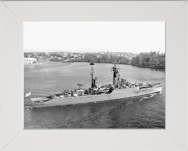 HMS Llandaff (F61) - Valletta 1961 - Royal Navy Salisbury Class Frigate Photo Print Wall Art Naval Decor UK Posters, Prints, & Visual Artwork Hampshire Prints 10 x 8 White Frame No