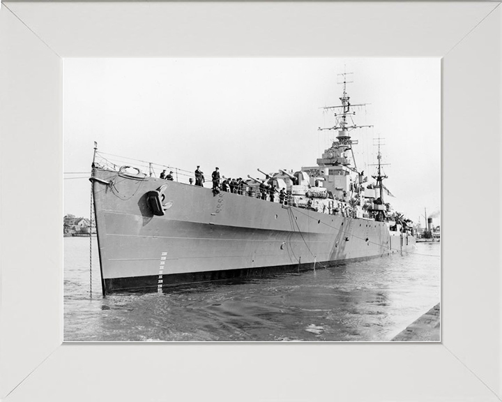 HMS Black Prince (81) Royal Navy Dido Class Cruiser Coming Alongside Photo Print Wall Art Decor Posters, Prints, & Visual Artwork Hampshire Prints 10 x 8 White Frame No
