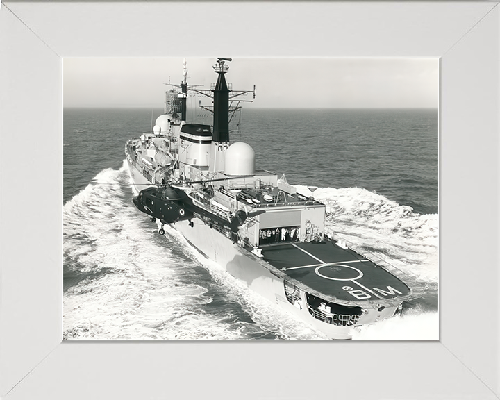 HMS Birmingham (D86) Royal Navy Type 42 Destroyer With Helicopter Photo Print Wall Art Decor Posters, Prints, & Visual Artwork Hampshire Prints 10 x 8 White Frame No