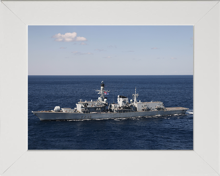 HMS Richmond (F239) Photo Print - Port Beam View - Royal Navy Type 23 Frigate Hampshire Prints 10 x 8 White Frame No