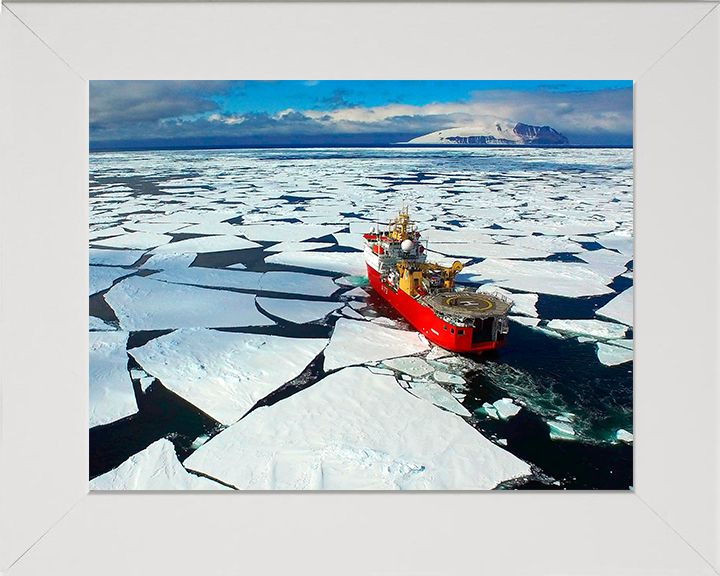 HMS Protector (A173) Photo Print - Antarctic 2016 - Royal Navy Ice Patrol Vessel Hampshire Prints 10 x 8 White Frame No